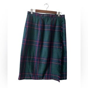 Vintage Sears tartan Plaid Green and Red Women's Skirt